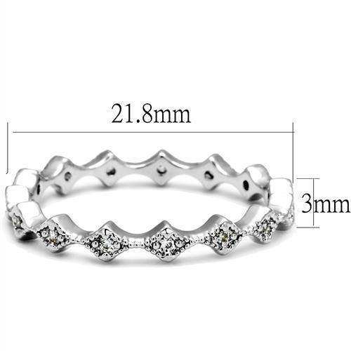 Alamode Rhodium Brass Ring with AAA Grade CZ in Clear - Alamode - Flyclothing LLC