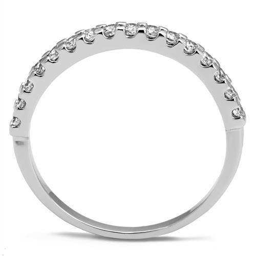 Alamode Rhodium Brass Ring with AAA Grade CZ in Clear - Alamode - Flyclothing LLC