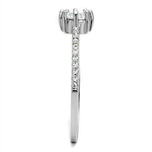 Alamode Rhodium Brass Ring with AAA Grade CZ in Clear - Alamode - Flyclothing LLC