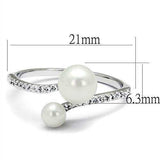 Alamode Rhodium Brass Ring with Synthetic Pearl in White - Alamode - Flyclothing LLC