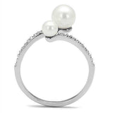 Alamode Rhodium Brass Ring with Synthetic Pearl in White - Alamode - Flyclothing LLC