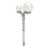 Alamode Rhodium Brass Ring with Synthetic Pearl in White - Alamode - Flyclothing LLC