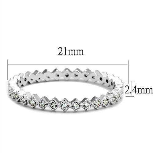 Alamode Rhodium Brass Ring with AAA Grade CZ in Clear - Alamode - Flyclothing LLC