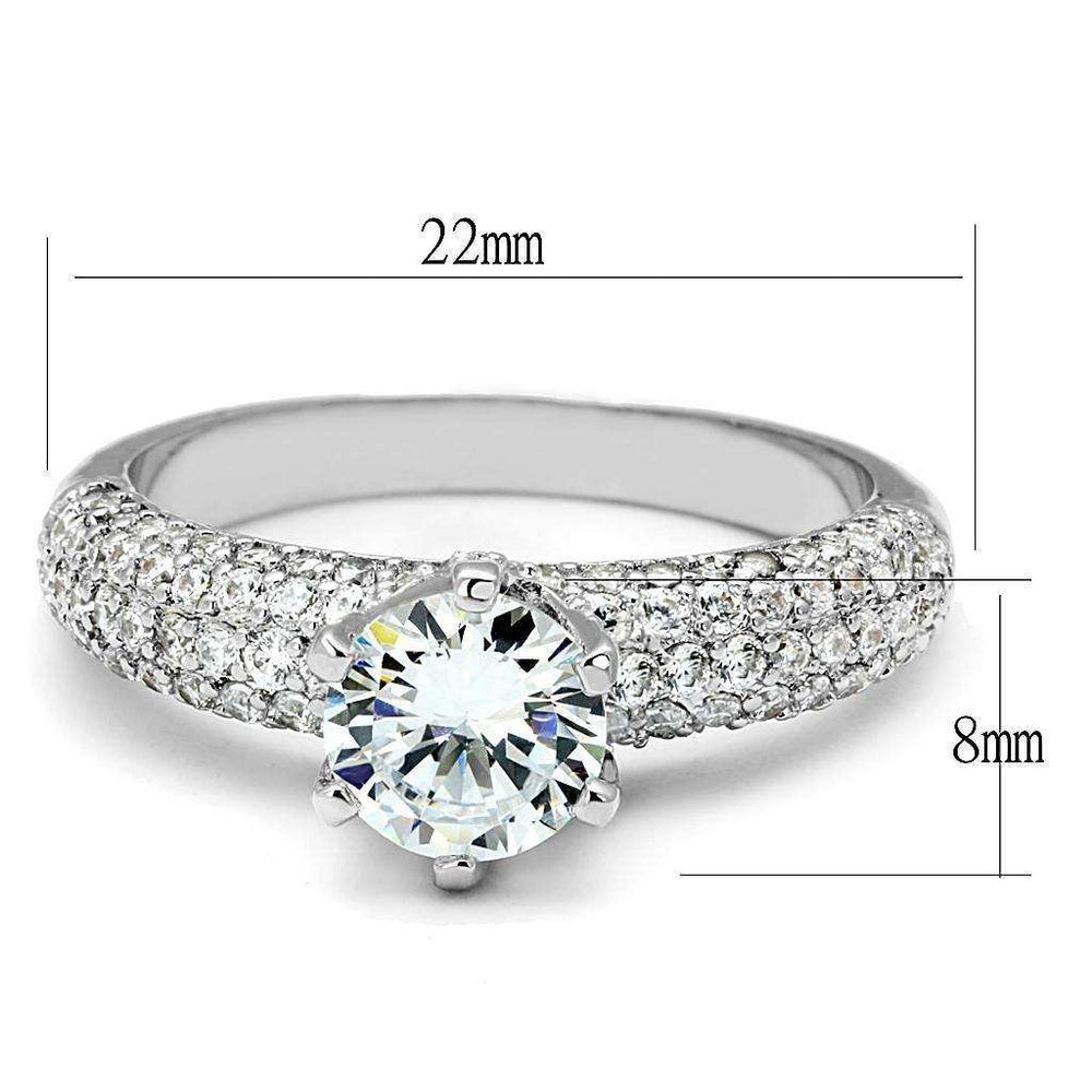 Alamode Rhodium Brass Ring with AAA Grade CZ in Clear - Alamode - Flyclothing LLC
