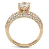 Alamode Rose Gold Brass Ring with AAA Grade CZ in Clear - Alamode - Flyclothing LLC