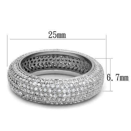 Alamode Rhodium Brass Ring with AAA Grade CZ in Clear - Alamode - Flyclothing LLC