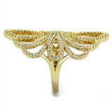 Alamode Gold Brass Ring with AAA Grade CZ in Clear - Alamode - Flyclothing LLC
