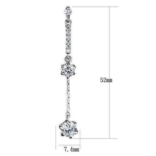 Alamode Rhodium Brass Earrings with AAA Grade CZ in Clear - Alamode - Flyclothing LLC