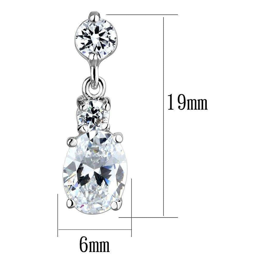Alamode Rhodium Brass Earrings with AAA Grade CZ in Clear - Alamode - Flyclothing LLC
