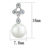Alamode Rhodium Brass Earrings with Synthetic Pearl in White - Alamode - Flyclothing LLC