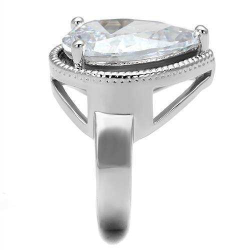 Alamode Rhodium Brass Ring with AAA Grade CZ in Clear - Alamode - Flyclothing LLC