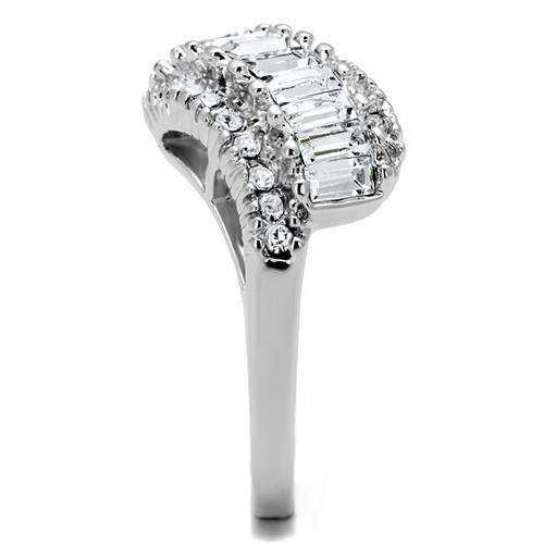 Alamode Rhodium Brass Ring with Top Grade Crystal in Clear - Alamode - Flyclothing LLC