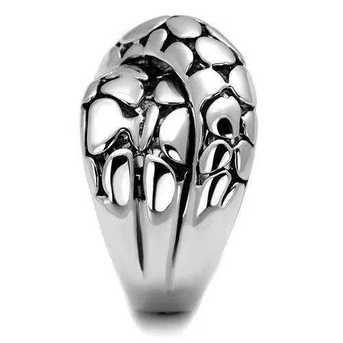 Alamode Rhodium Brass Ring with Epoxy in Jet - Alamode - Flyclothing LLC