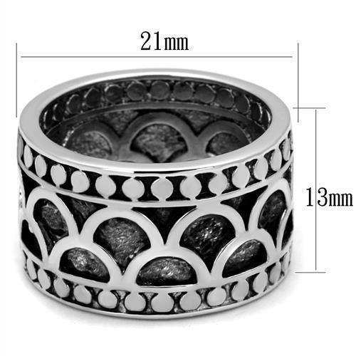 Alamode Rhodium Brass Ring with Epoxy in Jet - Alamode - Flyclothing LLC