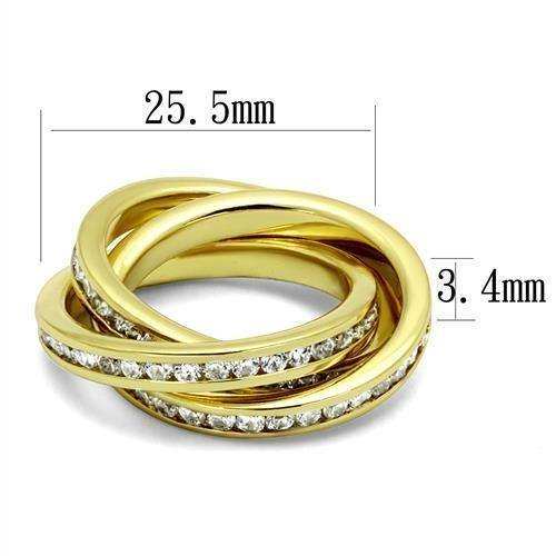 Alamode Gold Brass Ring with AAA Grade CZ in Clear - Alamode - Flyclothing LLC