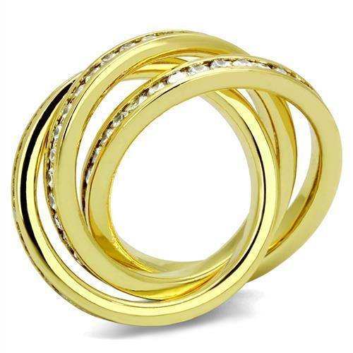 Alamode Gold Brass Ring with AAA Grade CZ in Clear - Alamode - Flyclothing LLC