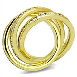 Alamode Gold Brass Ring with AAA Grade CZ in Clear - Alamode - Flyclothing LLC