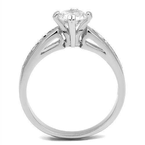 Alamode Rhodium Brass Ring with AAA Grade CZ in Clear - Alamode - Flyclothing LLC