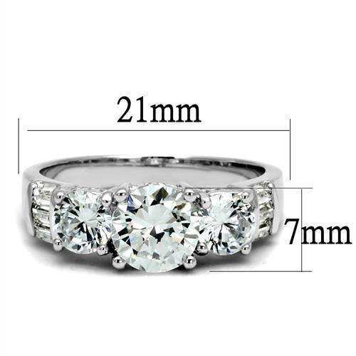 Alamode Rhodium Brass Ring with AAA Grade CZ in Clear - Alamode - Flyclothing LLC