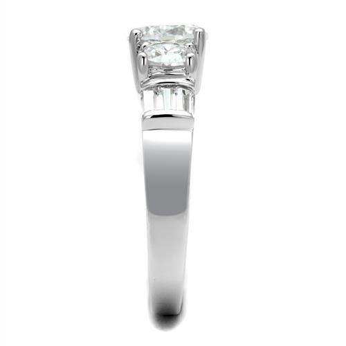 Alamode Rhodium Brass Ring with AAA Grade CZ in Clear - Alamode - Flyclothing LLC