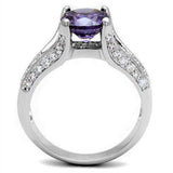 Alamode Rhodium Brass Ring with AAA Grade CZ in Amethyst - Alamode - Flyclothing LLC