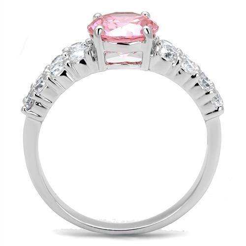 Alamode Rhodium Brass Ring with AAA Grade CZ in Rose - Alamode - Flyclothing LLC