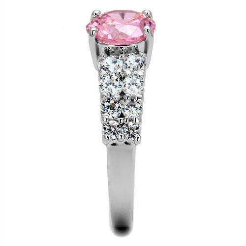 Alamode Rhodium Brass Ring with AAA Grade CZ in Rose - Alamode - Flyclothing LLC