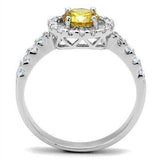 Alamode Rhodium Brass Ring with AAA Grade CZ in Topaz - Alamode - Flyclothing LLC
