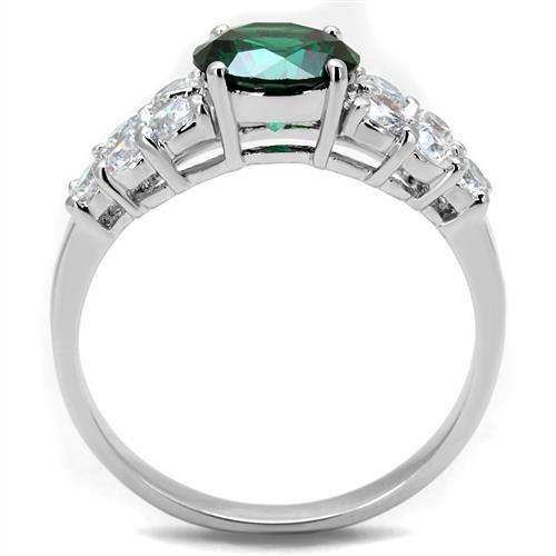 Alamode Rhodium Brass Ring with Synthetic Spinel in Emerald - Alamode - Flyclothing LLC