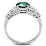 Alamode Rhodium Brass Ring with Synthetic Spinel in Emerald - Alamode - Flyclothing LLC