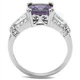 Alamode Rhodium Brass Ring with AAA Grade CZ in Amethyst - Alamode - Flyclothing LLC
