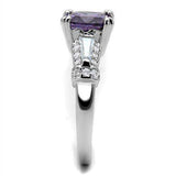 Alamode Rhodium Brass Ring with AAA Grade CZ in Amethyst - Alamode - Flyclothing LLC