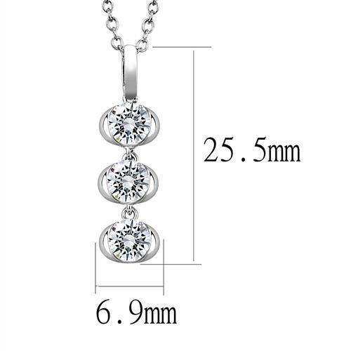 Alamode Rhodium 925 Sterling Silver Chain Pendant with AAA Grade CZ in Clear - Alamode - Flyclothing LLC