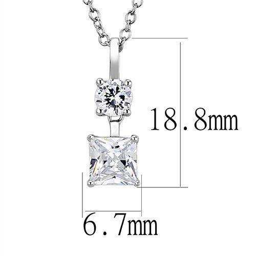 Alamode Rhodium 925 Sterling Silver Chain Pendant with AAA Grade CZ in Clear - Alamode - Flyclothing LLC
