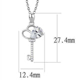 Alamode Rhodium 925 Sterling Silver Chain Pendant with AAA Grade CZ in Clear - Alamode - Flyclothing LLC