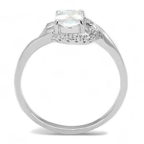 Alamode Rhodium 925 Sterling Silver Ring with AAA Grade CZ in Clear - Alamode - Flyclothing LLC