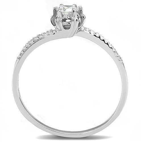 Alamode Rhodium 925 Sterling Silver Ring with AAA Grade CZ in Clear - Alamode - Flyclothing LLC