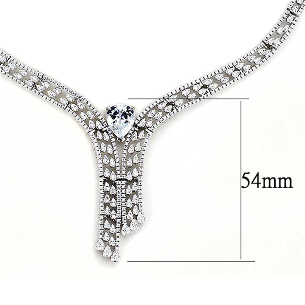 Alamode Rhodium Brass Jewelry Sets with AAA Grade CZ in Clear - Alamode - Flyclothing LLC