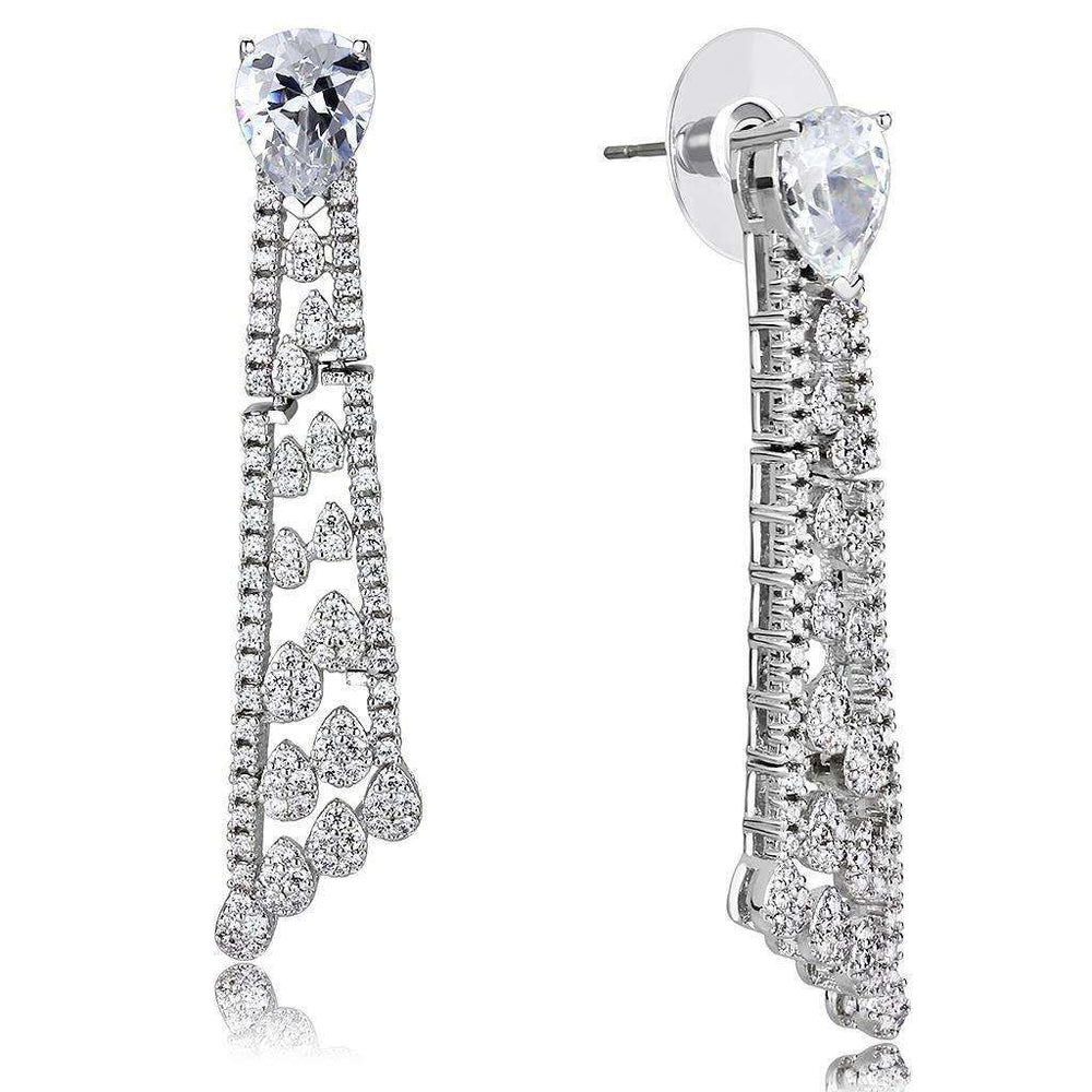 Alamode Rhodium Brass Jewelry Sets with AAA Grade CZ in Clear - Alamode - Flyclothing LLC