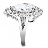 Alamode Rhodium Brass Ring with AAA Grade CZ in Clear - Alamode - Flyclothing LLC