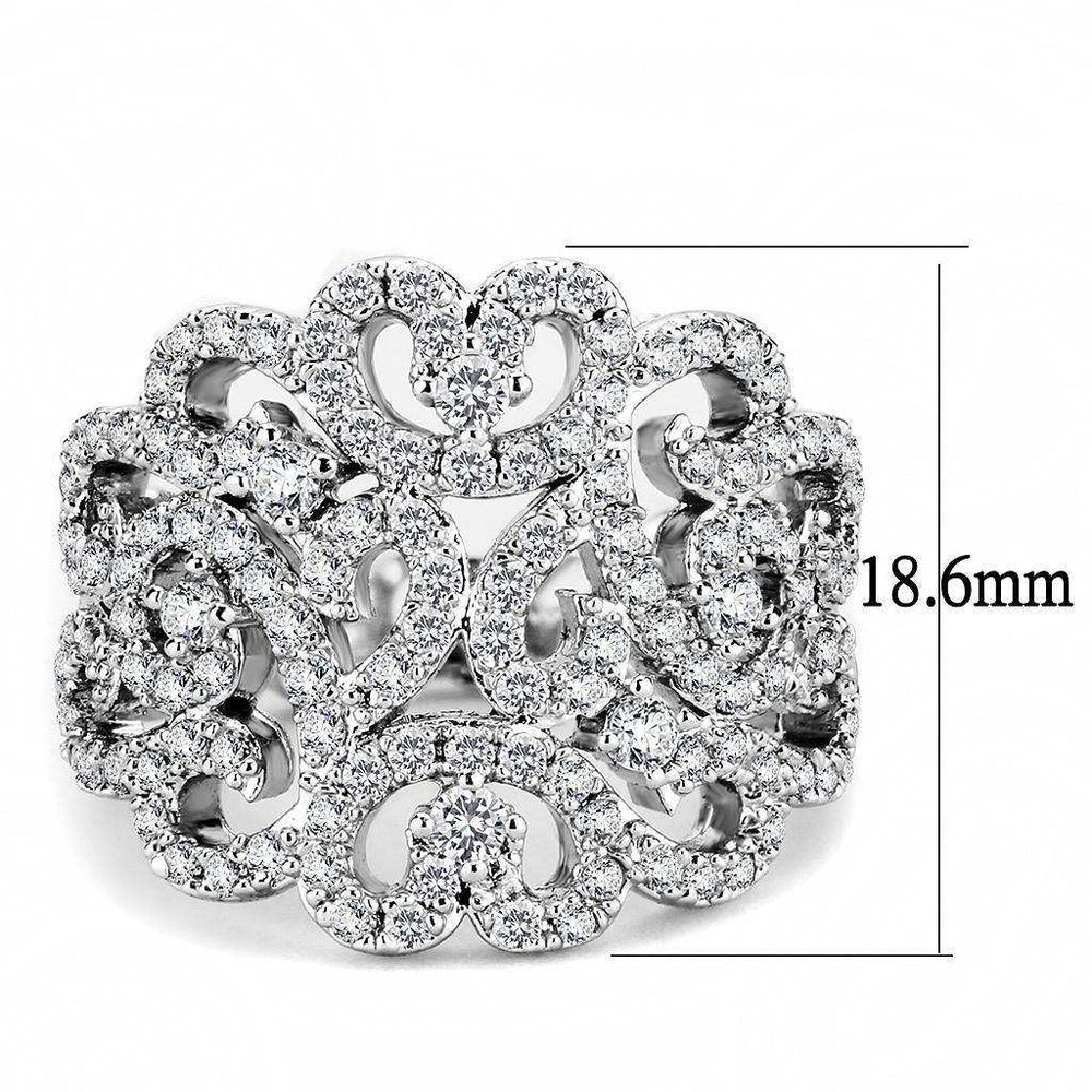 Alamode Rhodium Brass Ring with AAA Grade CZ in Clear - Alamode - Flyclothing LLC