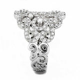 Alamode Rhodium Brass Ring with AAA Grade CZ in Clear - Alamode - Flyclothing LLC
