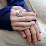 Alamode Rhodium Brass Ring with AAA Grade CZ in Clear - Alamode - Flyclothing LLC