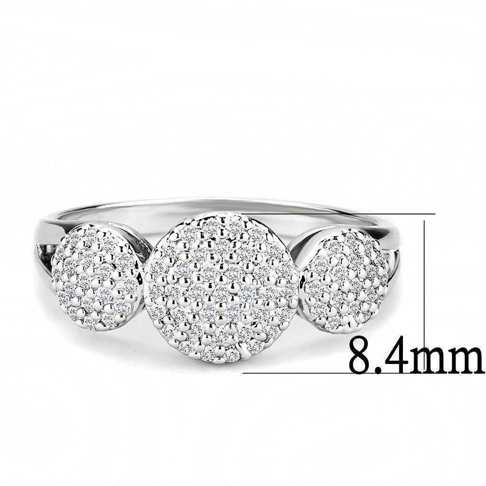 Alamode Rhodium Brass Ring with AAA Grade CZ in Clear - Alamode - Flyclothing LLC