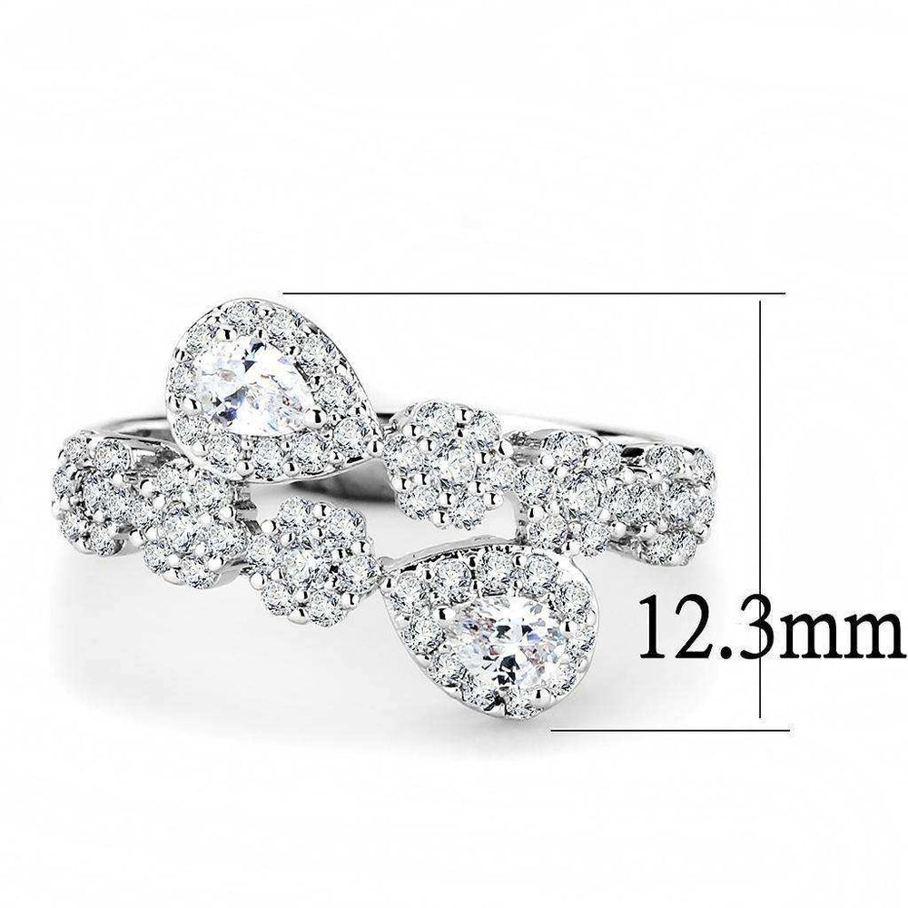 Alamode Rhodium Brass Ring with AAA Grade CZ in Clear - Alamode - Flyclothing LLC