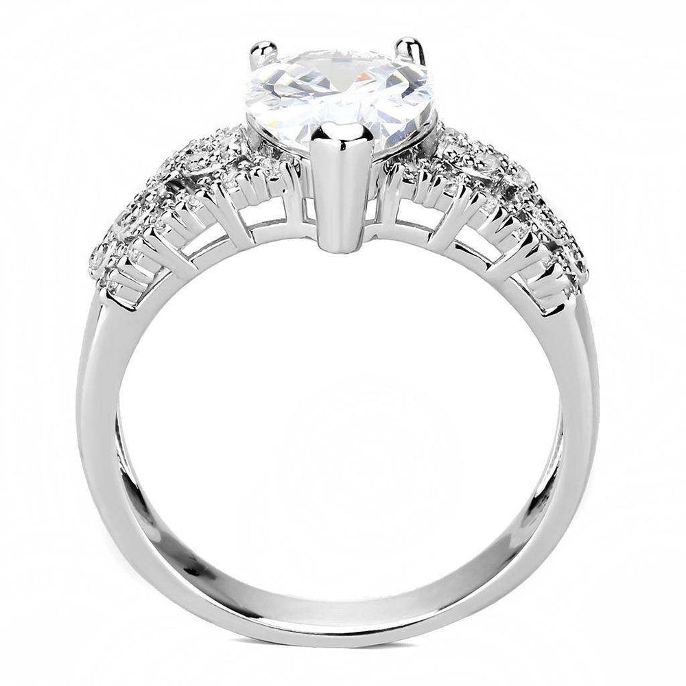 Alamode Rhodium Brass Ring with AAA Grade CZ in Clear - Alamode - Flyclothing LLC