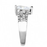Alamode Rhodium Brass Ring with AAA Grade CZ in Clear - Alamode - Flyclothing LLC