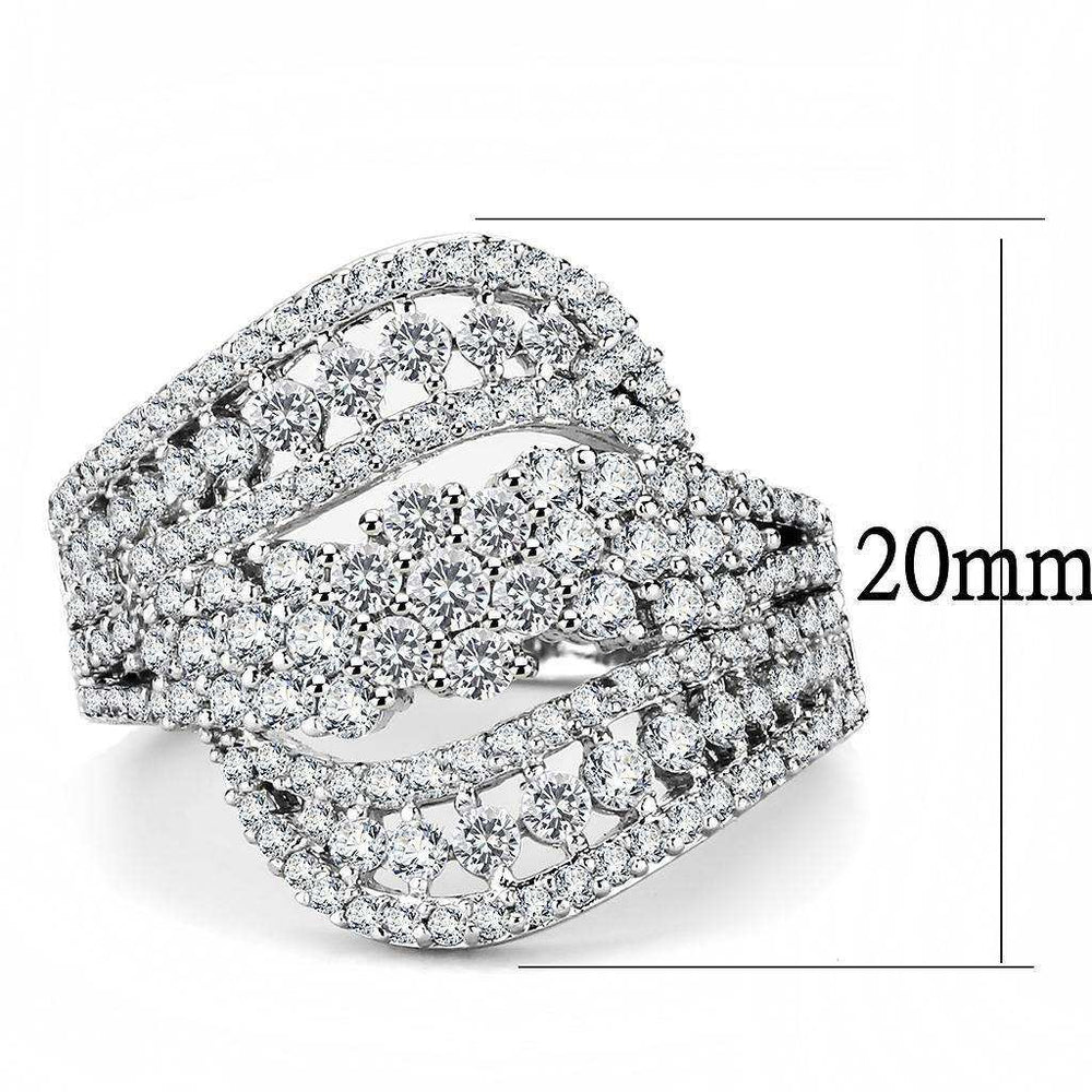 Alamode Rhodium Brass Ring with AAA Grade CZ in Clear - Alamode - Flyclothing LLC