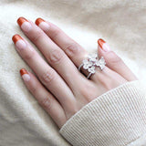 Alamode Rhodium Brass Ring with AAA Grade CZ in Clear - Alamode - Flyclothing LLC