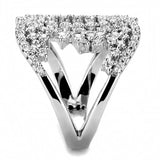 Alamode Rhodium Brass Ring with AAA Grade CZ in Clear - Alamode - Flyclothing LLC